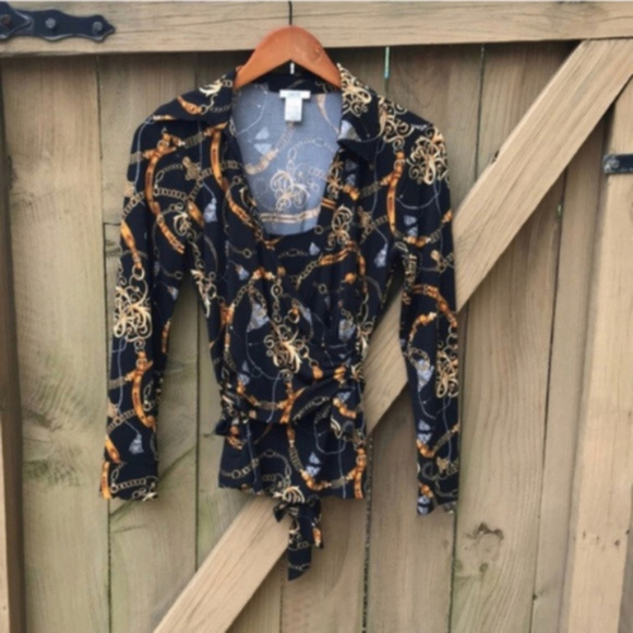 Cache Tops - Cache chain link print blouse size M Cache Tops - Cache chain link print blouse size M